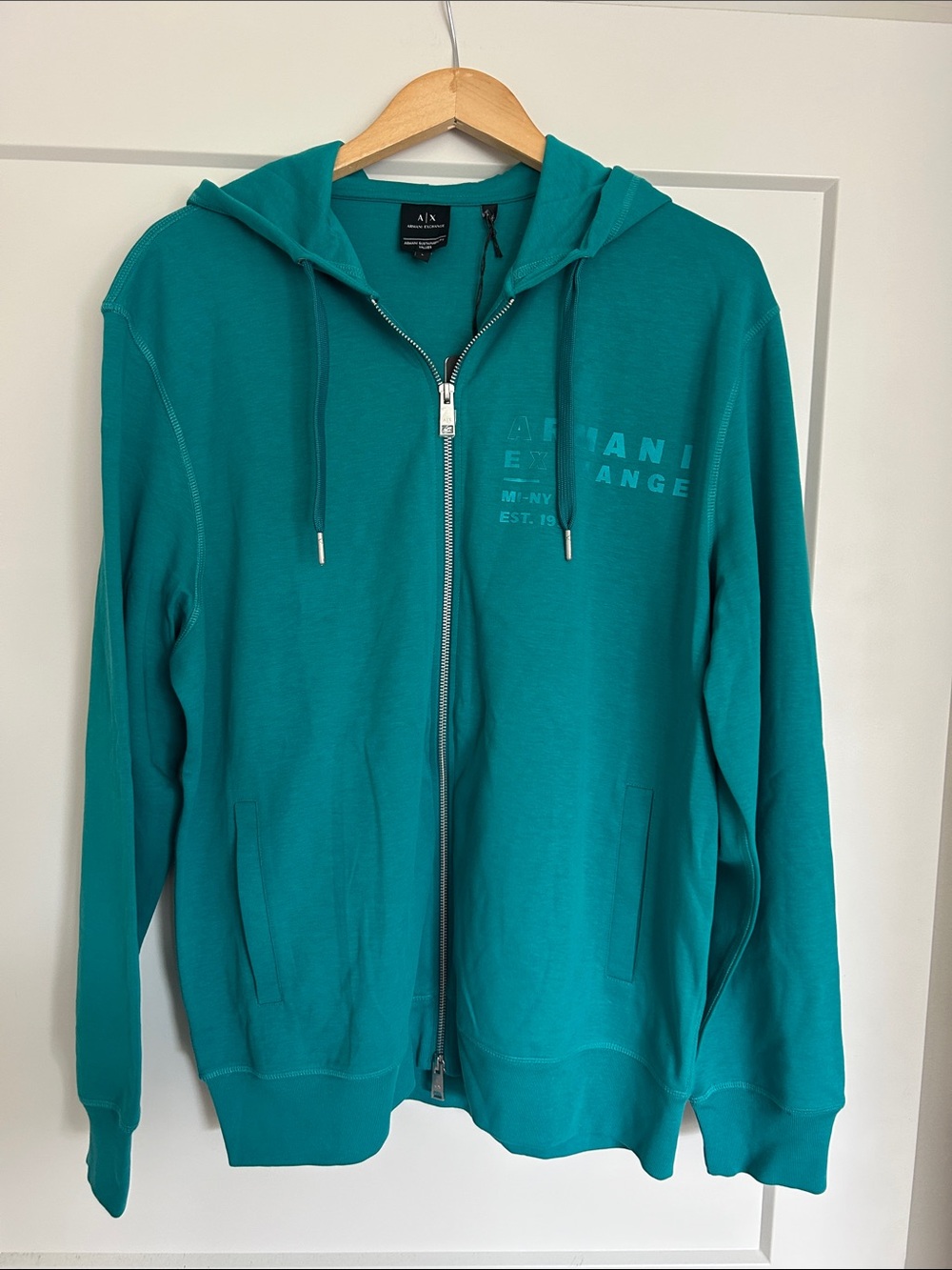 A/X Armani Exchange Teal Green Zip-Up Hoodie